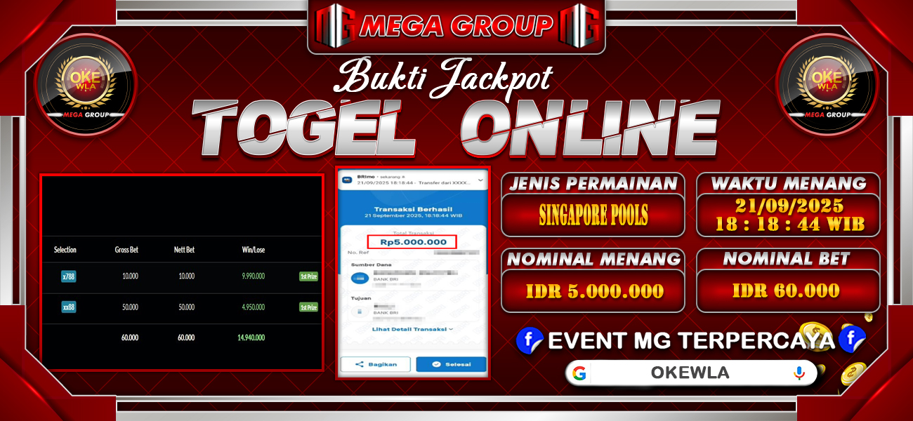 Bukti JP situs Okewla hari Minggu, 21 September 2025