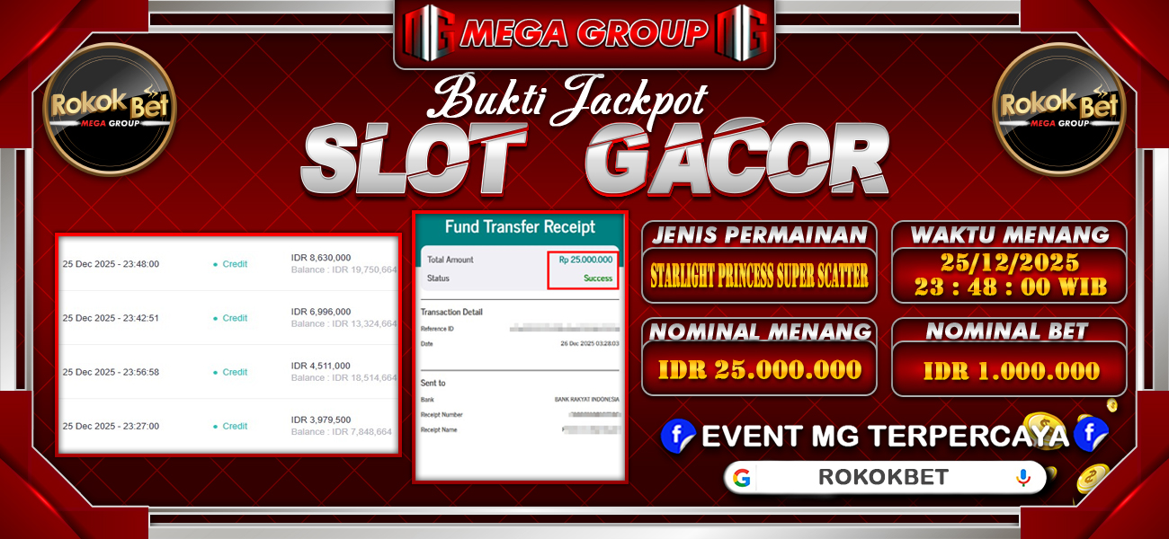 Bukti JP situs Rokokbet hari Jumat, 26 Desember 2025