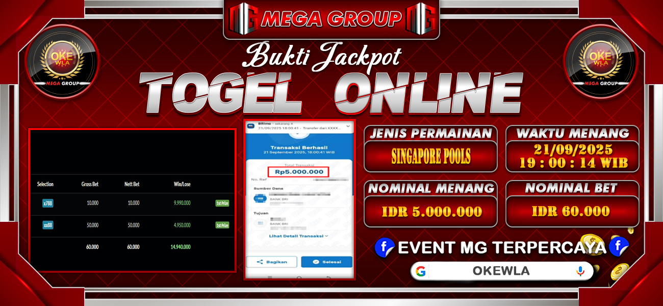 Bukti JP situs Okewla hari Minggu, 21 September 2025