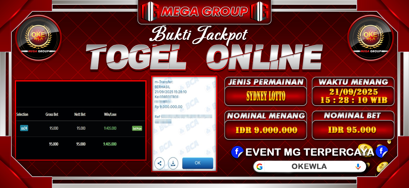Bukti JP situs Okewla hari Minggu, 21 September 2025