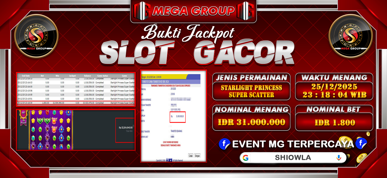 Bukti JP situs Shiowla hari Sabtu, 27 Desember 2025