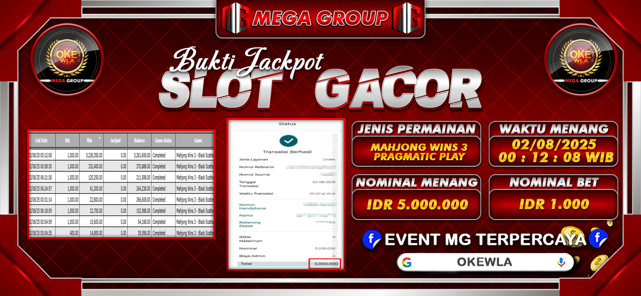Bukti JP situs Okewla hari Sabtu, 02 Agustus 2025