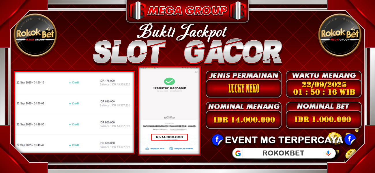 Bukti JP situs Rokokbet hari Senin, 22 September 2025