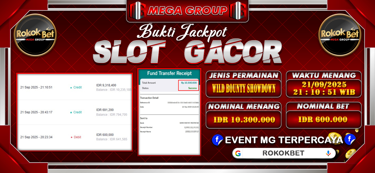 Bukti JP situs Rokokbet hari Senin, 22 September 2025