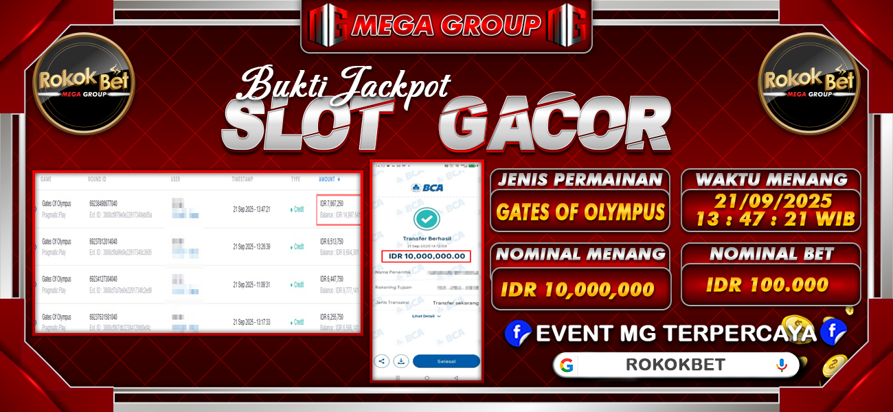 Bukti JP situs Rokokbet hari Minggu, 21 September 2025