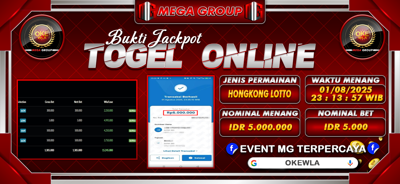 Bukti JP situs Okewla hari Sabtu, 02 Agustus 2025