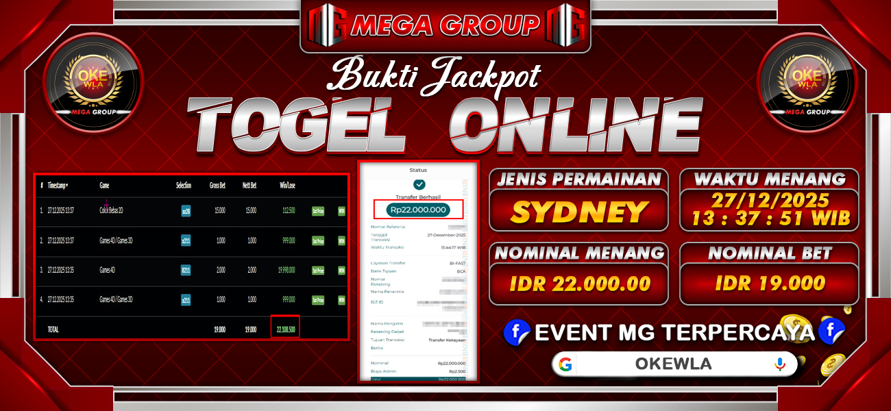 Bukti JP situs Okewla hari Sabtu, 27 Desember 2025